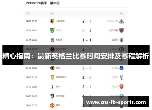 精心指南：最新英格兰比赛时间安排及赛程解析